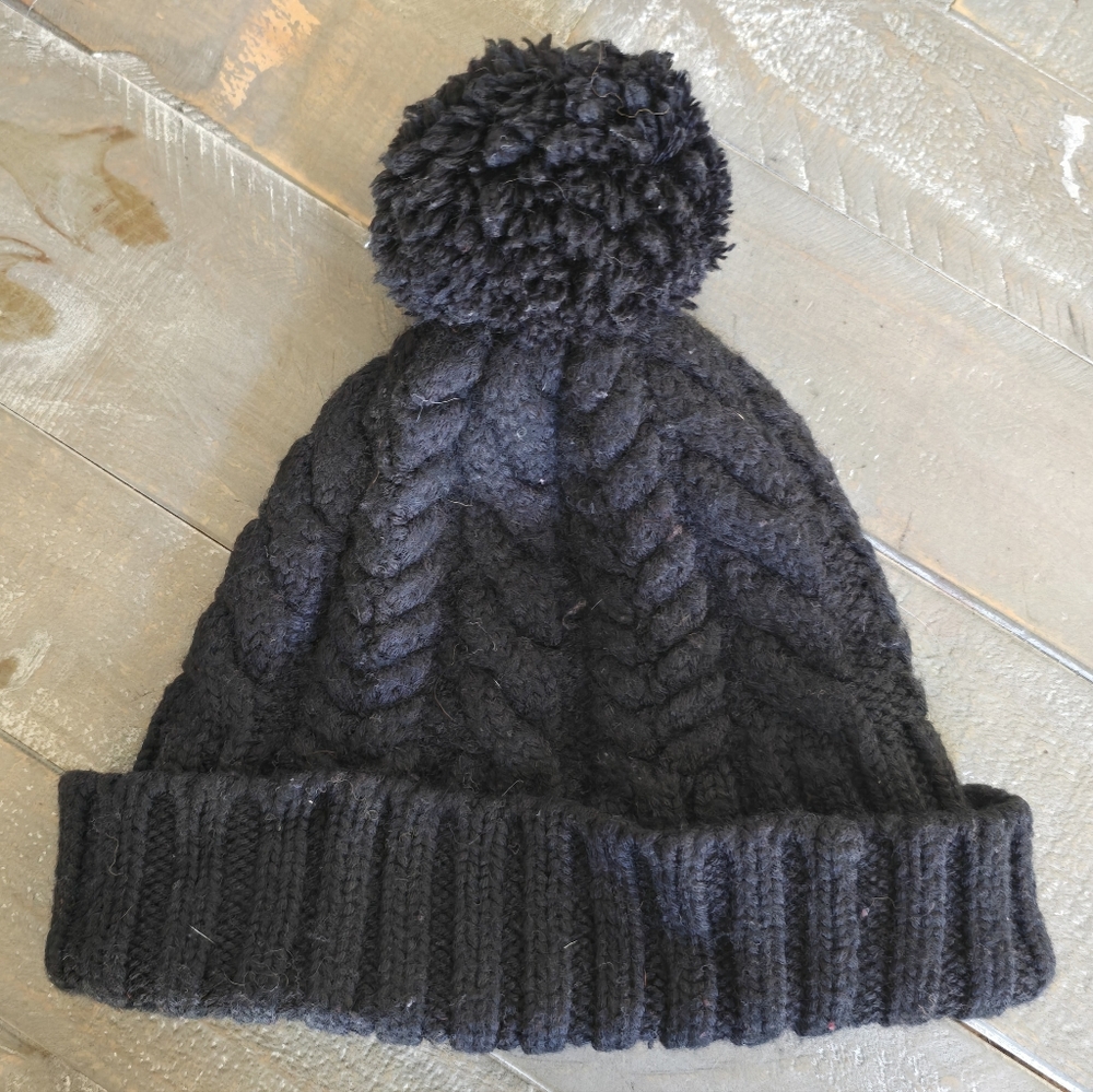 Smartwool Merino Wool/Acrylic Pom Pom Knit Beanie Cap Hat BlK OS - Picture 2 of 9